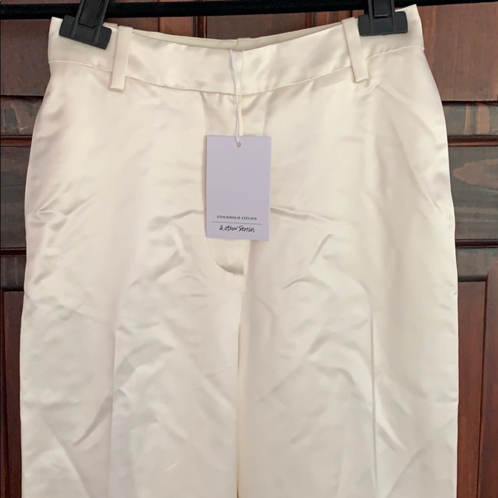 & Other Stories Cream Satin Trousers